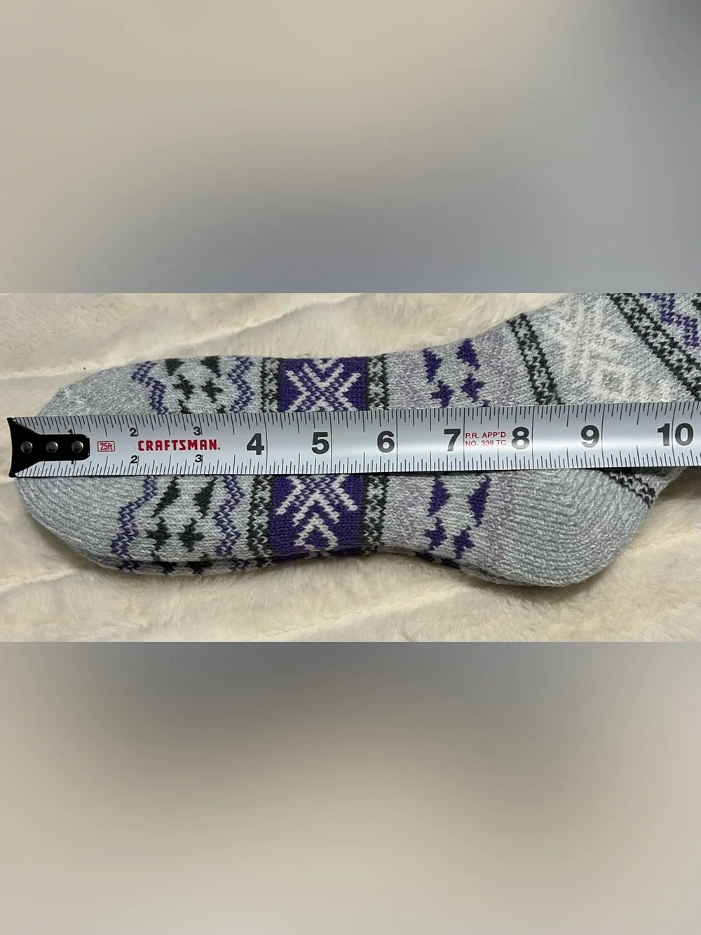 Polar Extreme Insulated Thermal Socks Women’s Size 5-9 1 Pair Purple Gray Warm